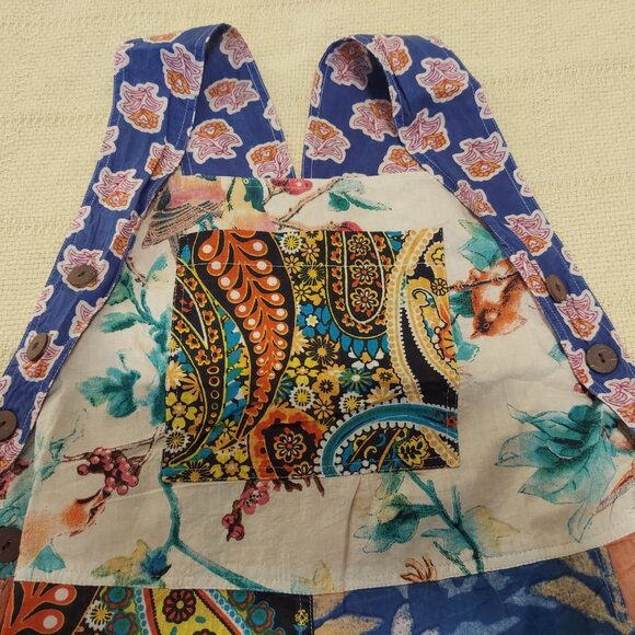 SALE! NWT Patchwork Cotton Overall Shorts-Medium - Picture 7 of 9